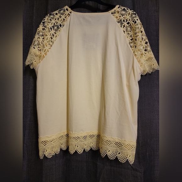 NWT XL Marc Jones New York Yellow Lace Blouse - Picture 2 of 3